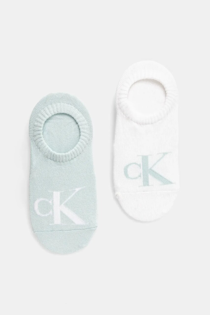 Levně Ponožky Calvin Klein Jeans 2-pack dámské, tyrkysová barva, 701228817