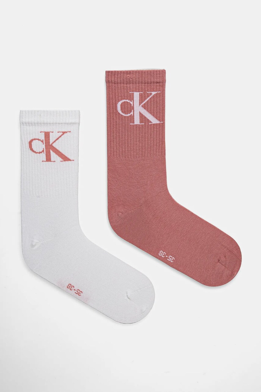 Levně Ponožky Calvin Klein Jeans 2-pack dámské, růžová barva, 701228811