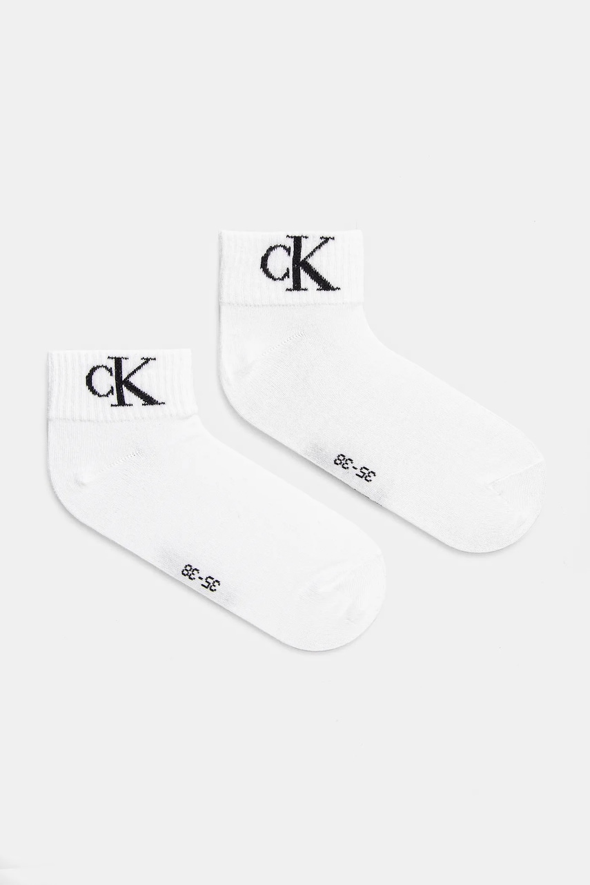 Levně Ponožky Calvin Klein Jeans 2-pack dámské, bílá barva, 701228813