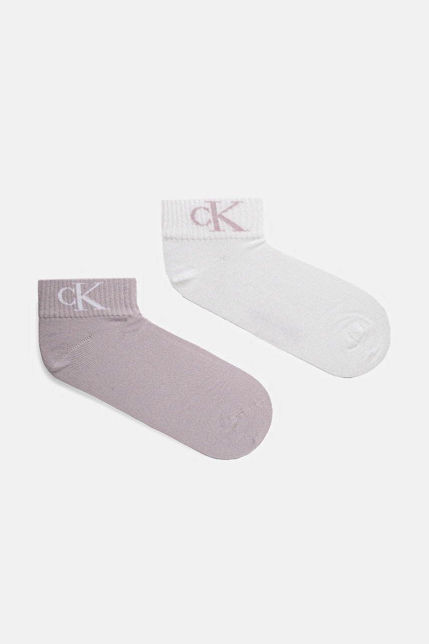 Levně Ponožky Calvin Klein Jeans 2-pack dámské, fialová barva, 701228813