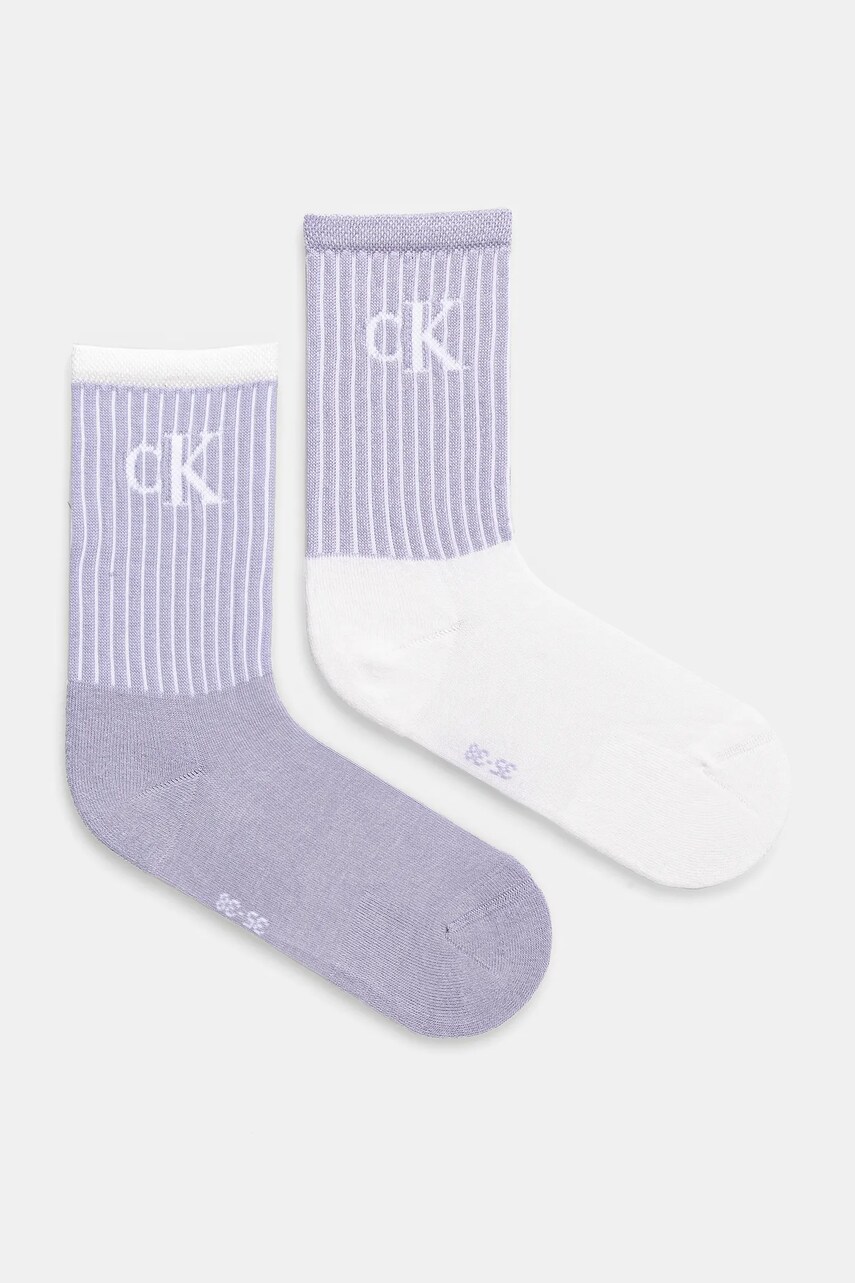 Levně Ponožky Calvin Klein Jeans 2-pack dámské, fialová barva, 701229467