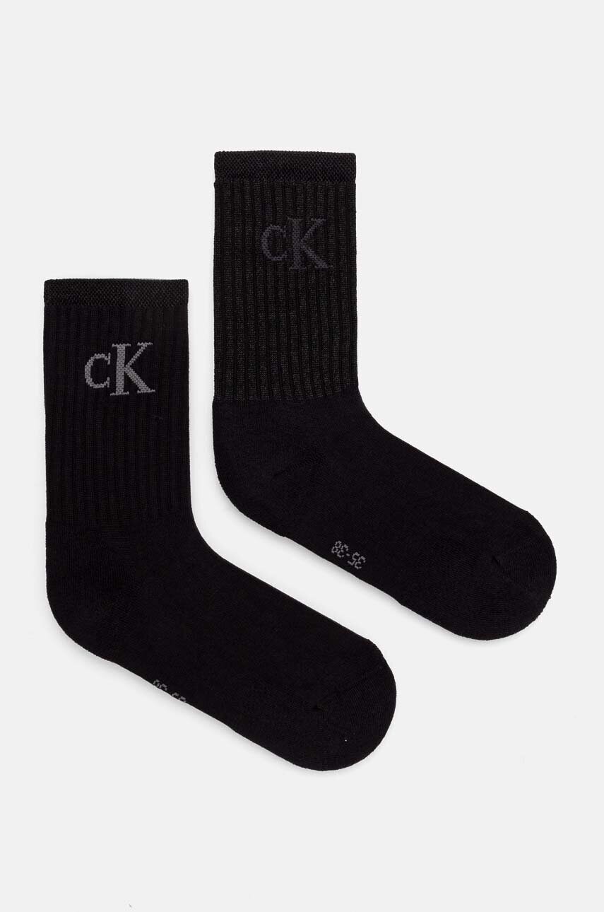 Levně Ponožky Calvin Klein Jeans 2-pack dámské, černá barva, 701229467