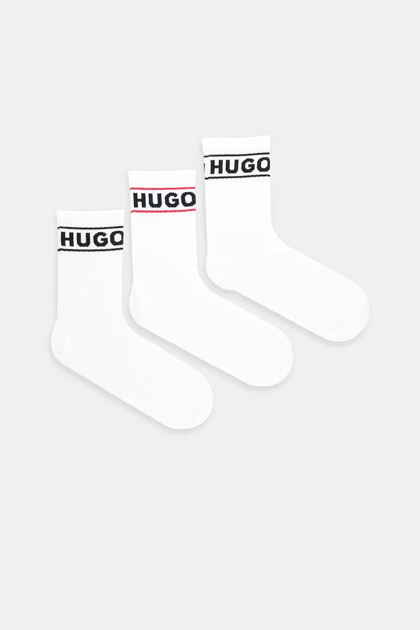 HUGO sosete 3-pack femei, culoarea alb, 50517669