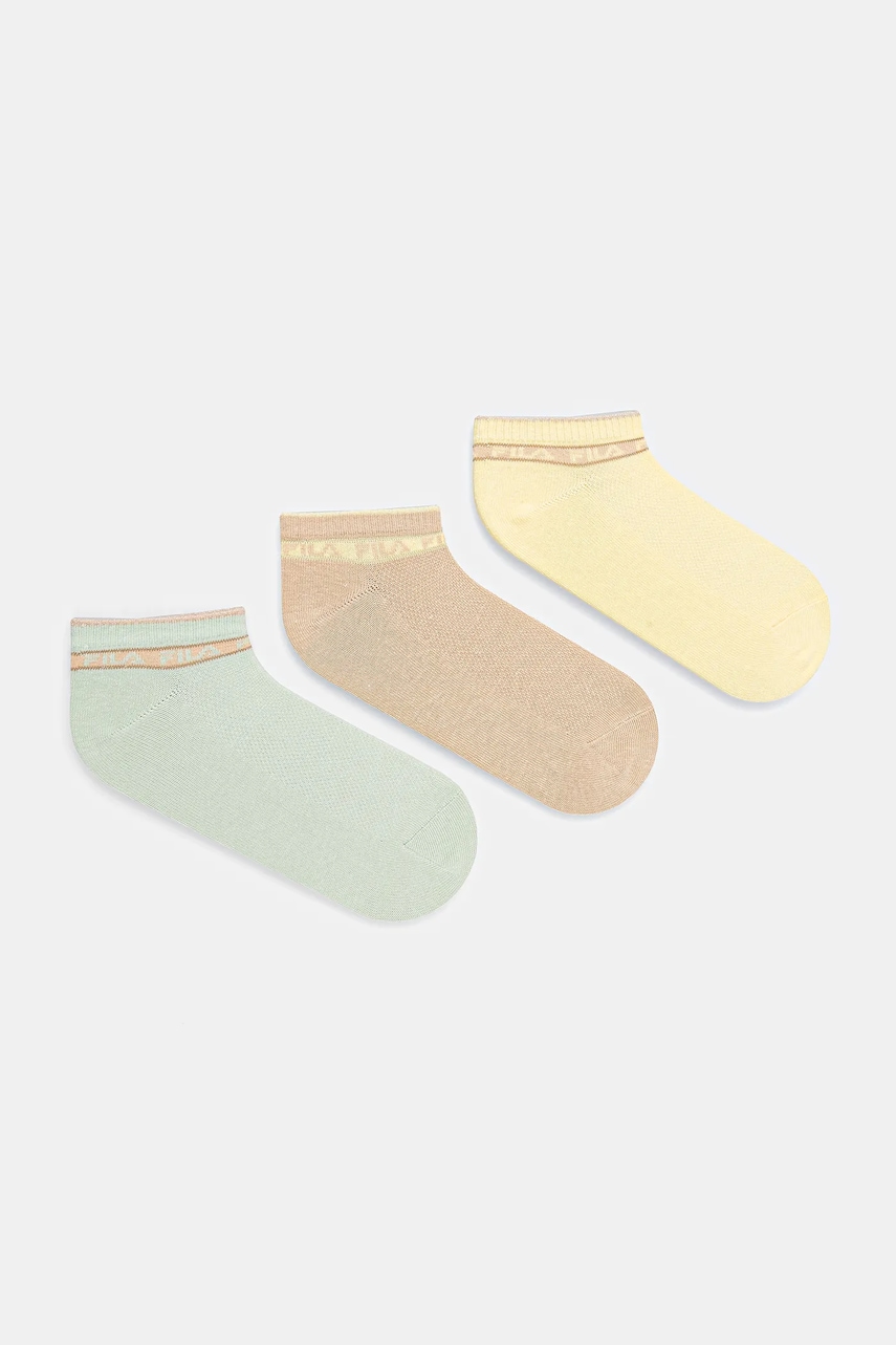 Ponožky Fila 3-pack dámské, béžová barva, F6135