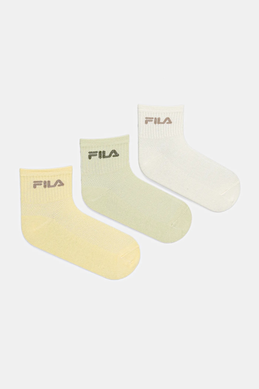 Ponožky Fila 3-pack dámské, žlutá barva, F6796
