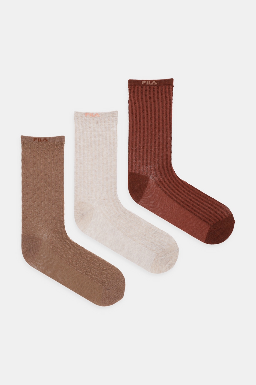 Fila șosete 3-pack culoarea maro, F6409