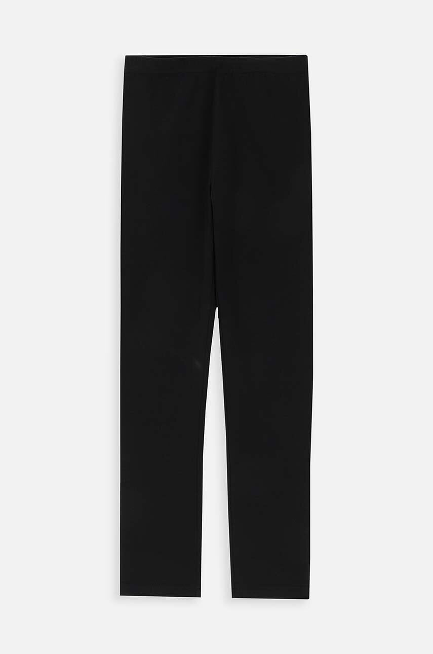 Coccodrillo leggins din bumbac pentru copii culoarea negru, neted, BASIC GIRL Coccodrillo leggins din bumbac pentru copii culoarea negru, neted, BASIC GIRL