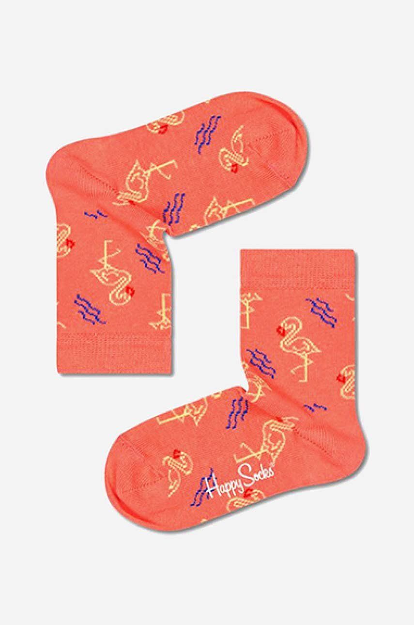 Dětské ponožky Happy Socks růžová barva, Skarpetki dziecięce Happy Socks Flamingo KFAM01-2700 - růžo