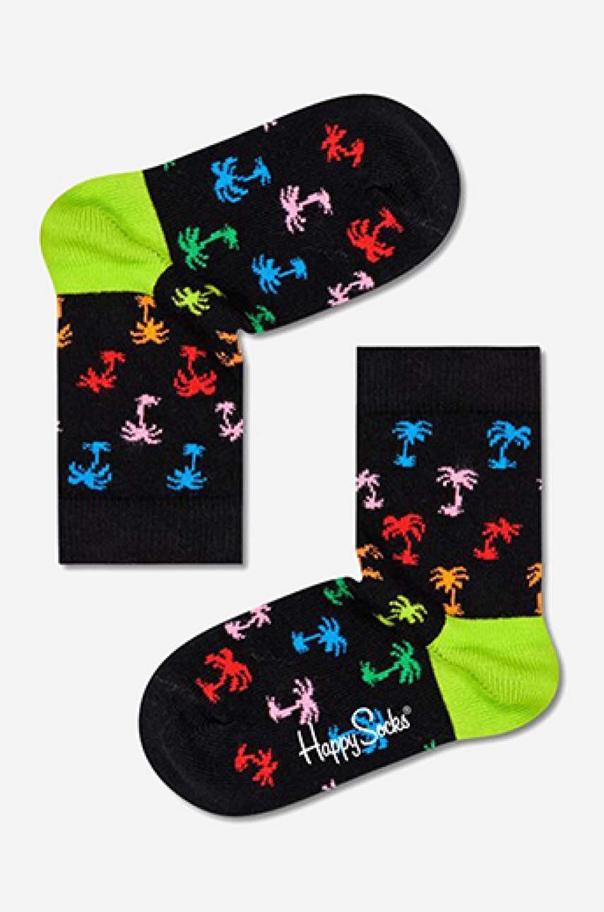 Happy Socks sosete copii Palm culoarea negru, Skarpetki dziecięce Happy Socks Palm KPLM01-9300