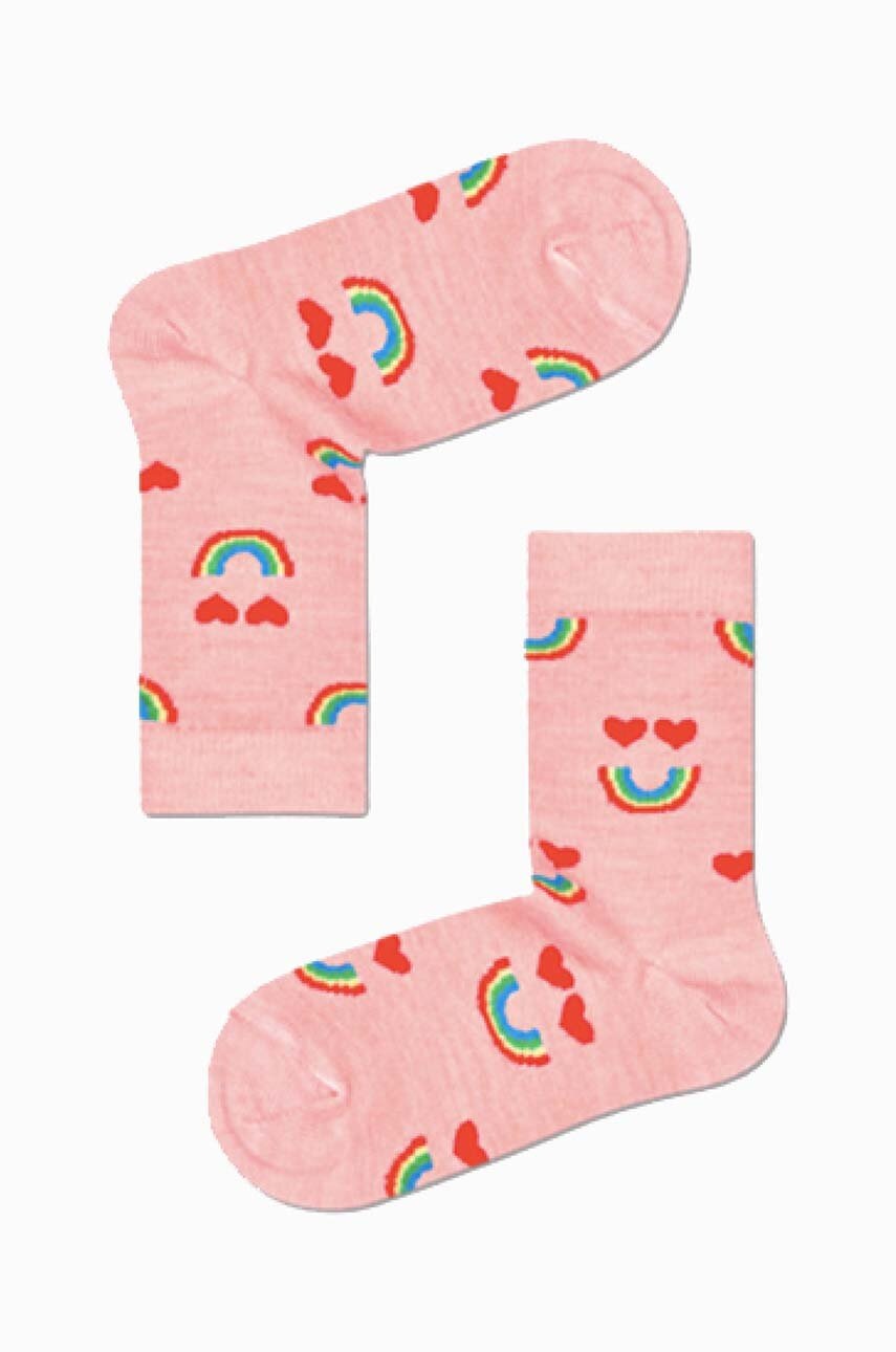 

Детские носки Happy Socks Wool Happy Rainbow цвет розовый