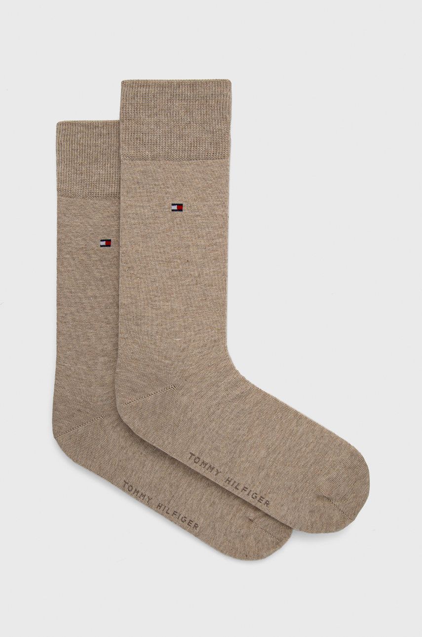 Ponožky Tommy Hilfiger (2-pack) pánské, béžová barva - béžová -  75% Bavlna