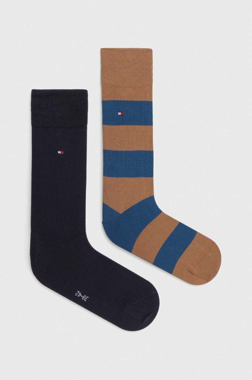 Levně Ponožky Tommy Hilfiger 2-pack pánské, hnědá barva