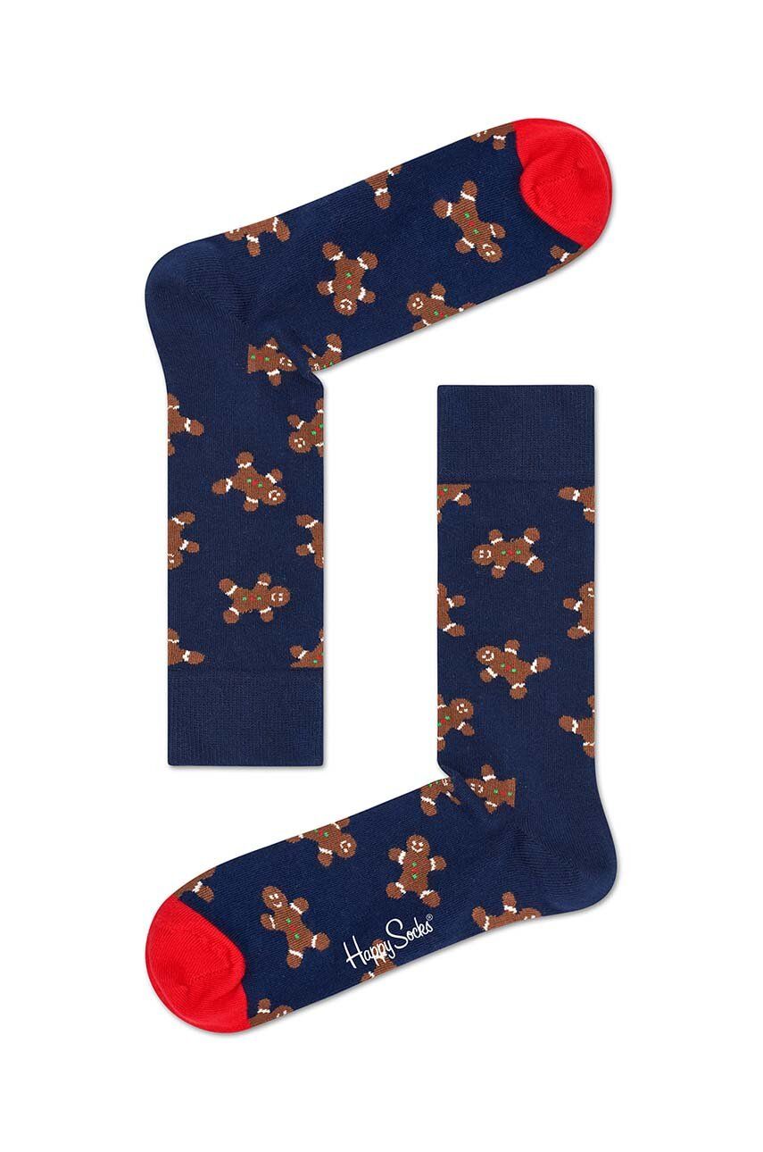 Happy Socks sosete Holiday Singles Gingerbread culoarea albastru marin