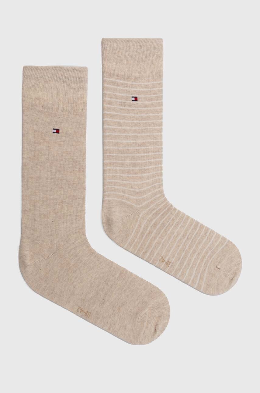 Levně Ponožky Tommy Hilfiger 2-pack pánské, béžová barva, 100001496