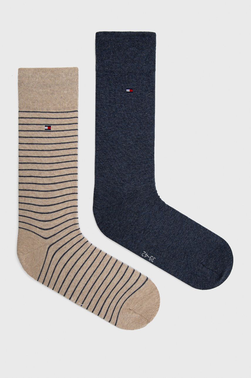 Levně Ponožky Tommy Hilfiger 2-pack pánské, béžová barva, 100001496