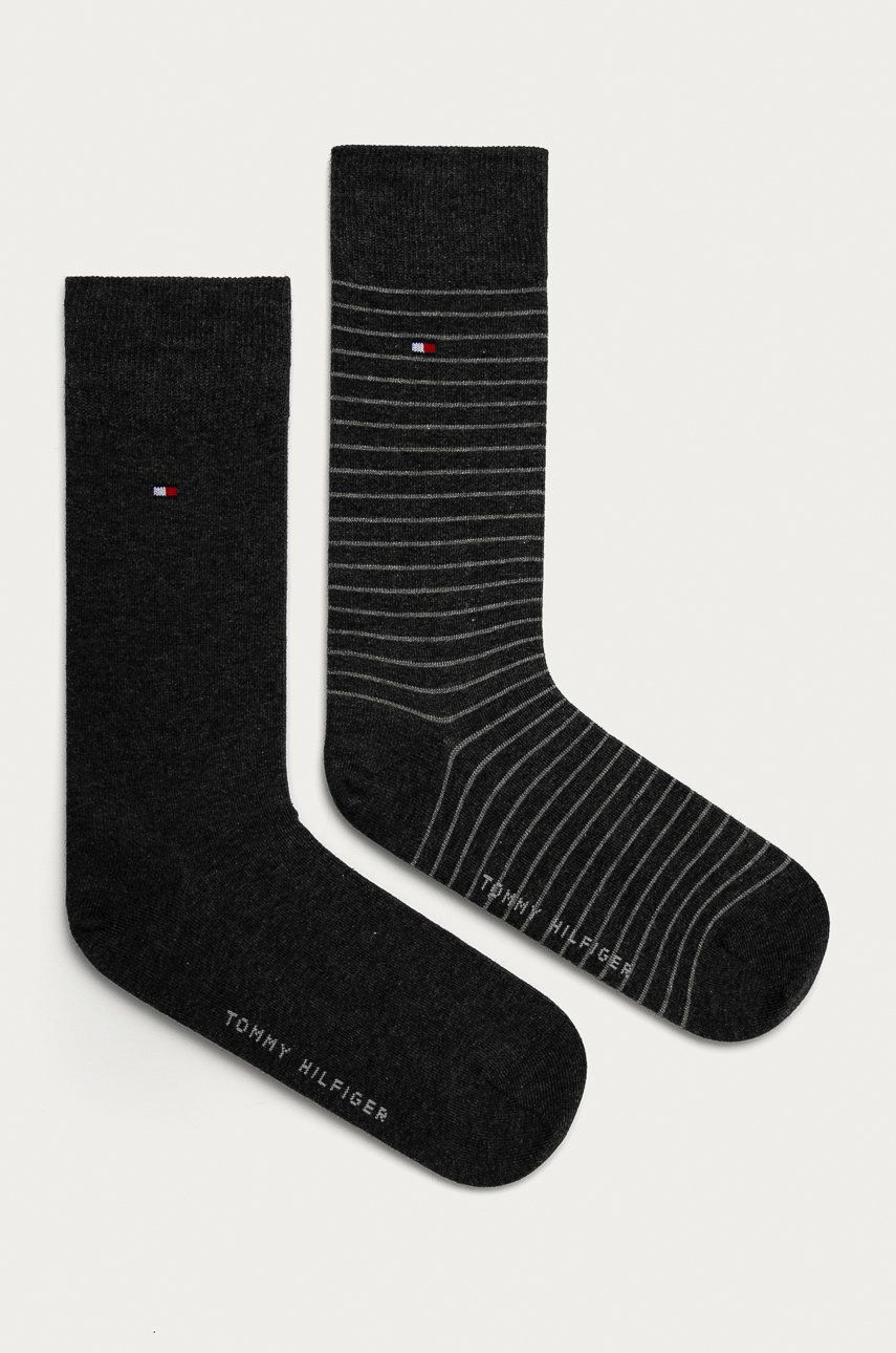 Levně Ponožky Tommy Hilfiger 2-pack pánské, šedá barva, 100001496