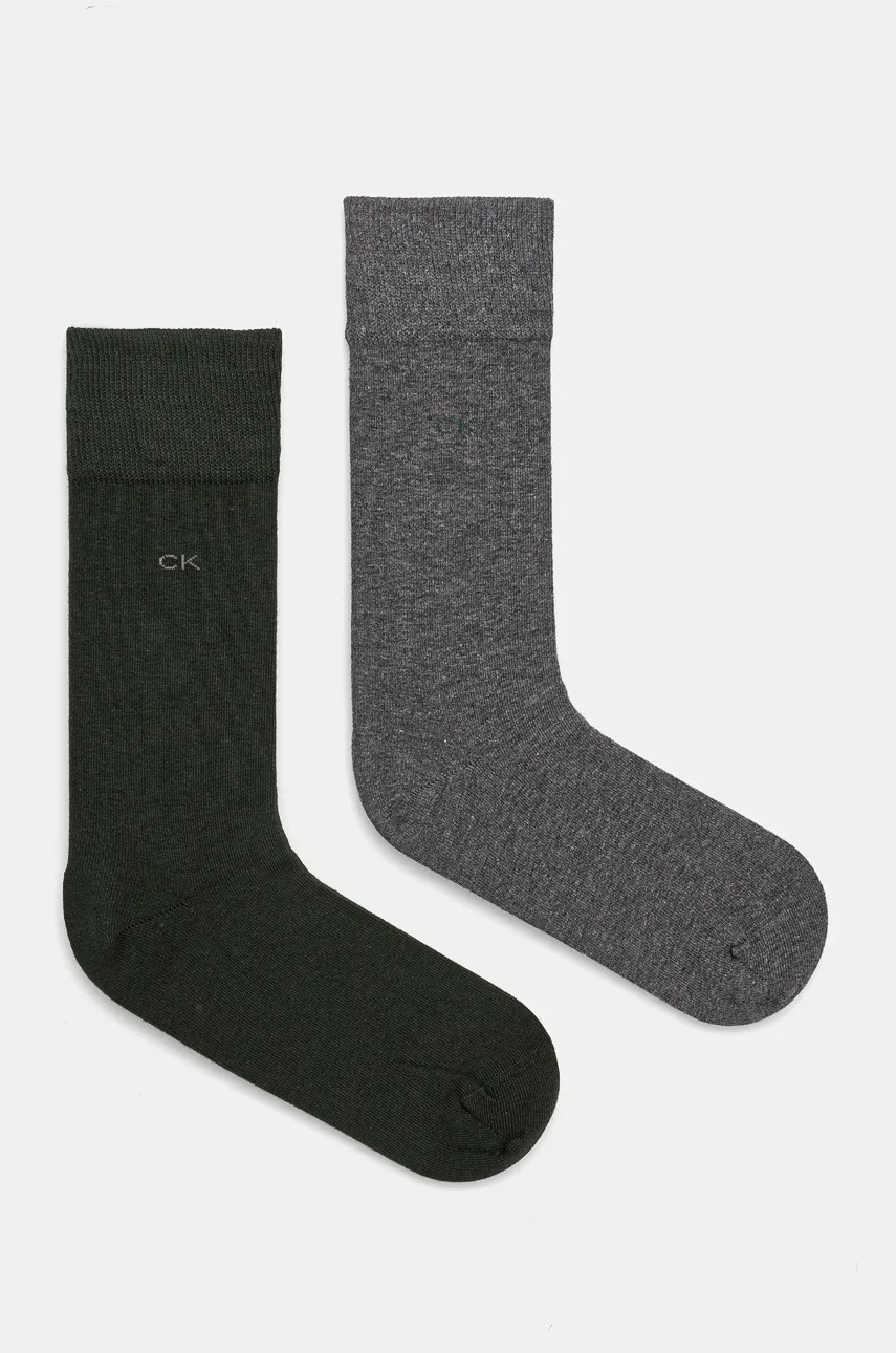Levně Ponožky Calvin Klein 2-pack pánské, zelená barva