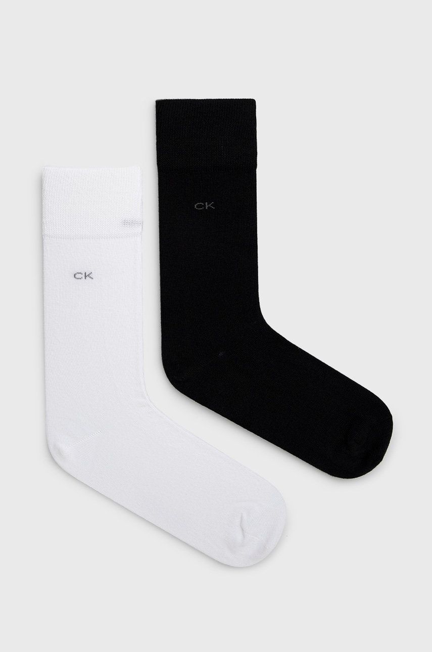 Levně Ponožky Calvin Klein 2-pack pánské, bílá barva