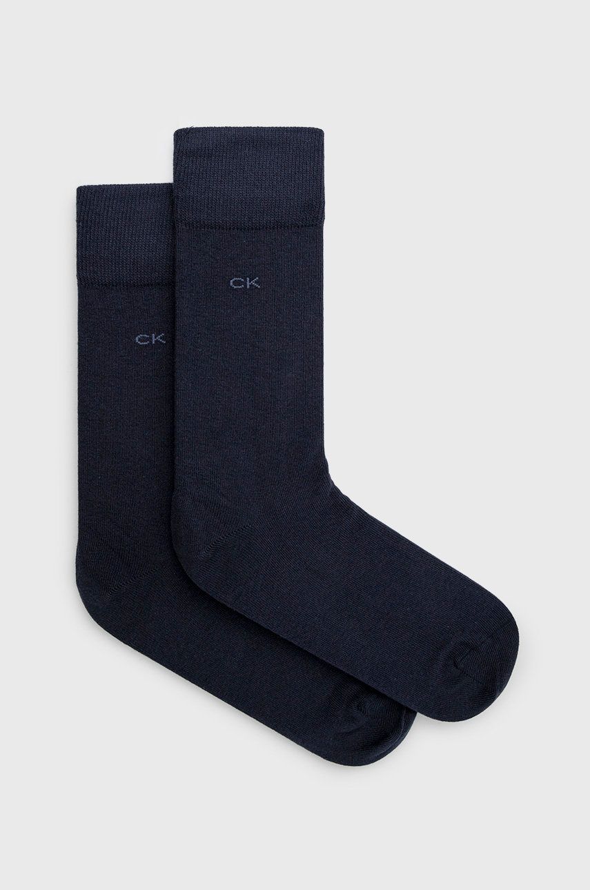 Ponožky Calvin Klein 2-pack pánské, tmavomodrá barva - námořnická modř - 80 % Bavlna