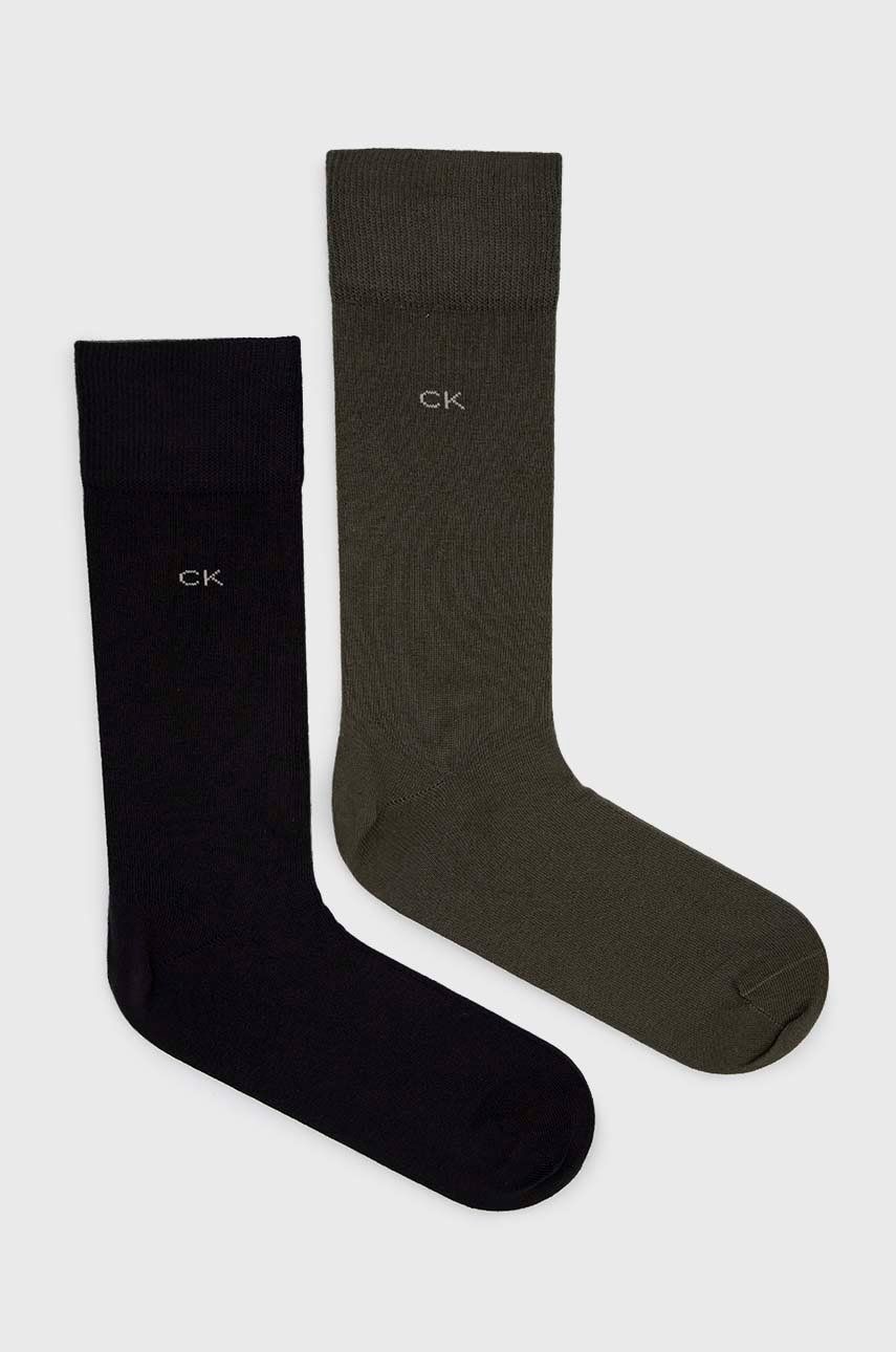 Levně Ponožky Calvin Klein 2-pack pánské, zelená barva