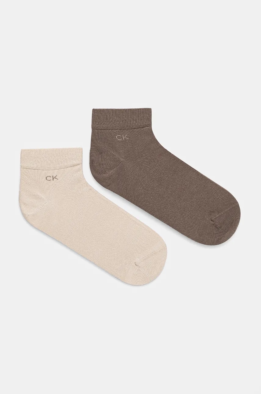 Levně Ponožky Calvin Klein 2-pack pánské, béžová barva