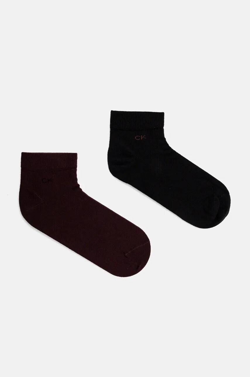 Levně Ponožky Calvin Klein 2-pack pánské, vínová barva