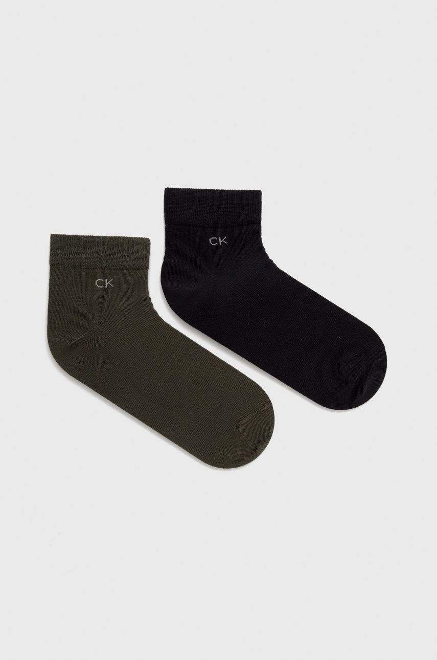 Levně Ponožky Calvin Klein (2-pak) pánské, zelená barva