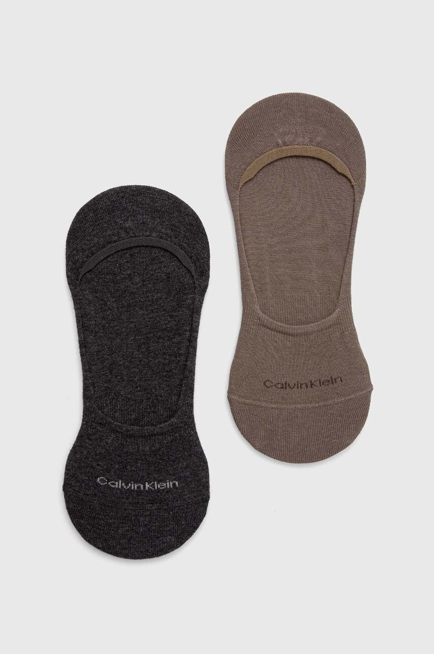 Ponožky Calvin Klein 2-pack pánské, šedá barva - šedá - 68 % Bavlna