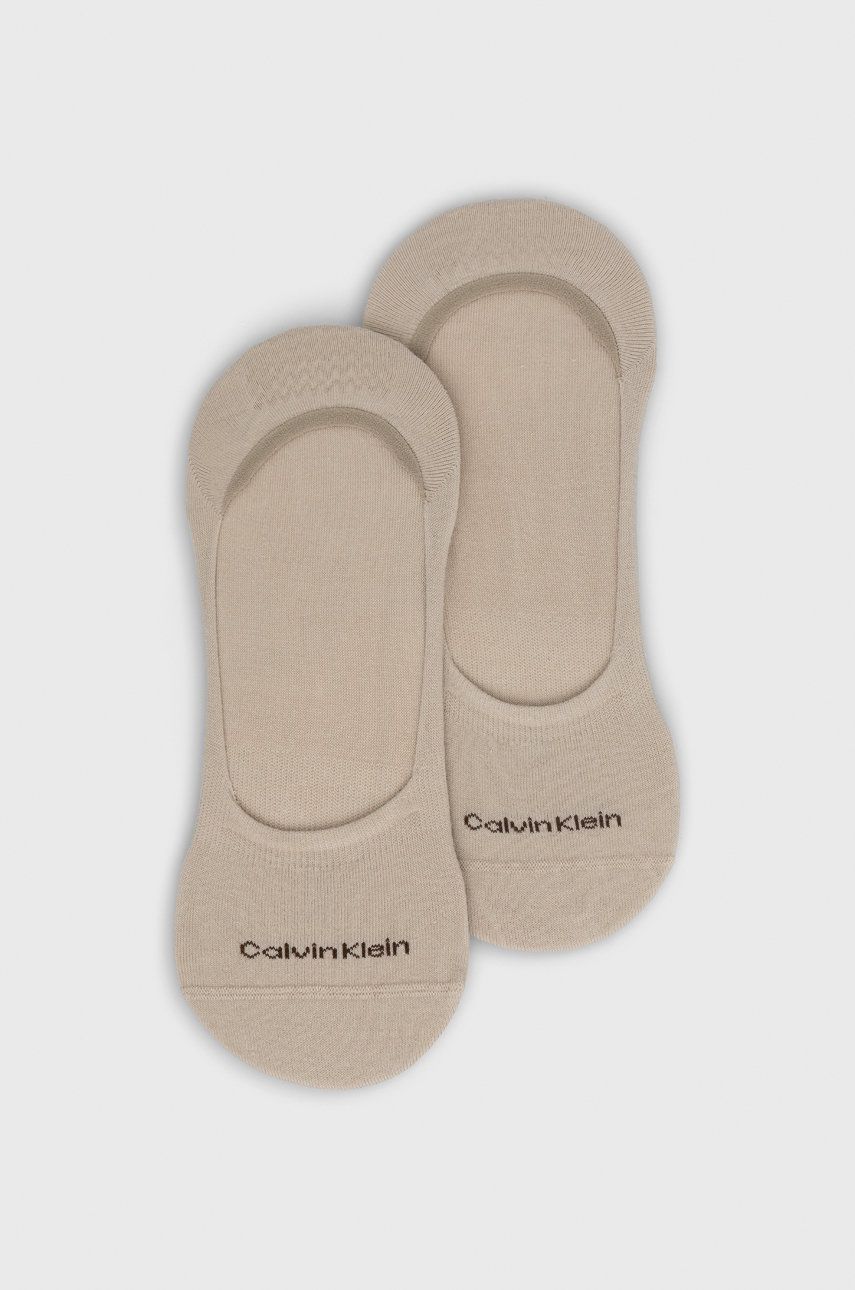 Ponožky Calvin Klein (2-pak) pánské, béžová barva - béžová - 68 % Bavlna