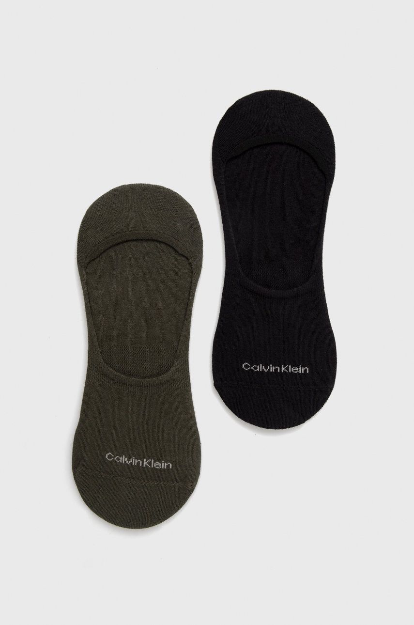 Ponožky Calvin Klein (2-pak) pánské, zelená barva - zelená - 68 % Bavlna