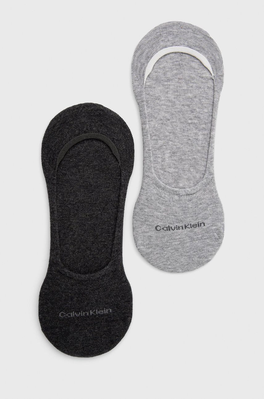Ponožky Calvin Klein (2-pak) pánské, šedá barva - šedá - 68 % Bavlna