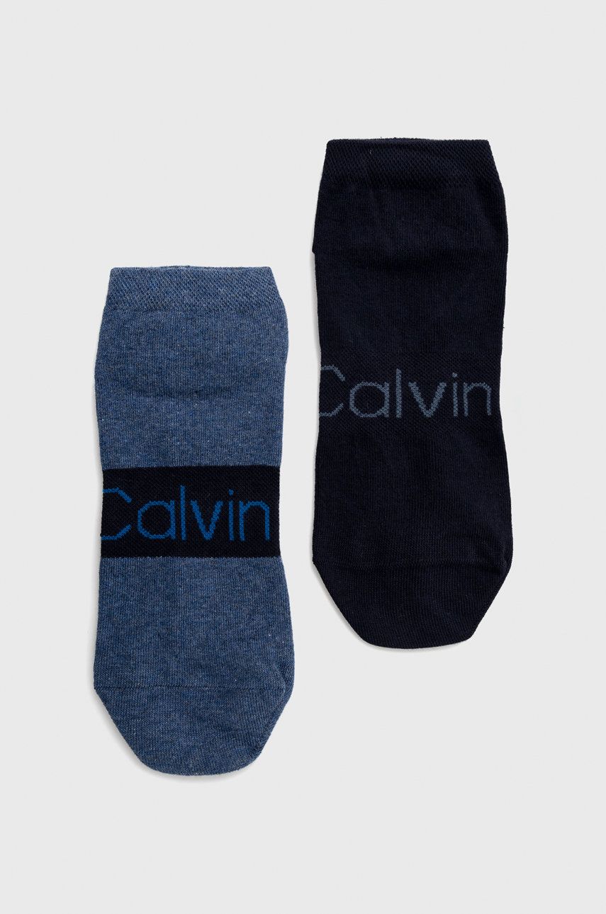 Levně Ponožky Calvin Klein (2-pak) pánské, modrá barva