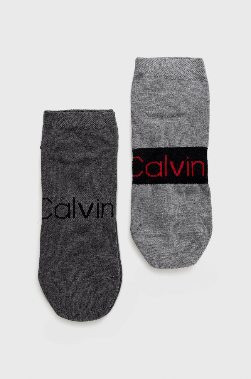 Levně Ponožky Calvin Klein (2-pak) pánské, šedá barva