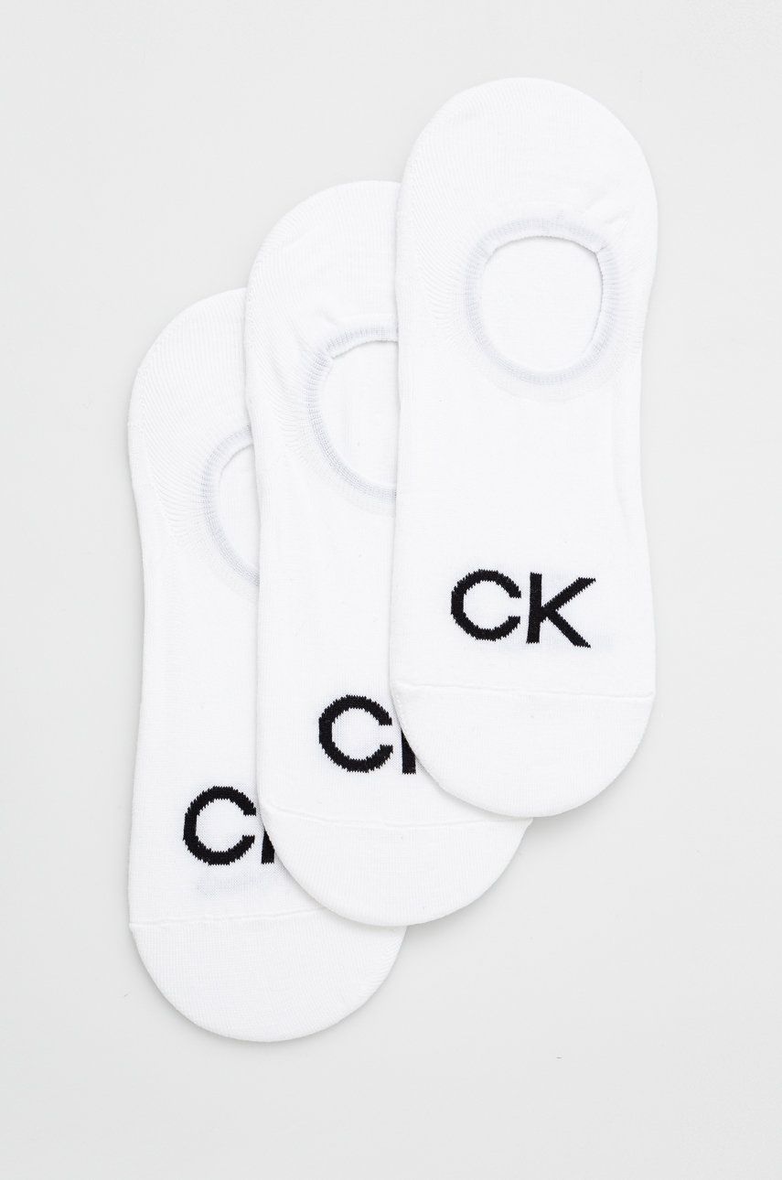 Levně Ponožky Calvin Klein (3-pack) pánské, bílá barva