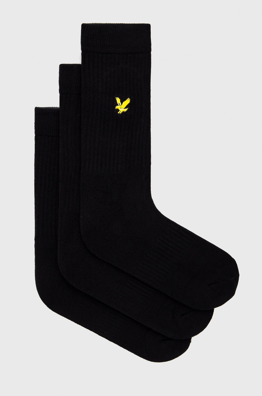

Чорапи Lyle & Scott (3 чифта) в черно, Черен