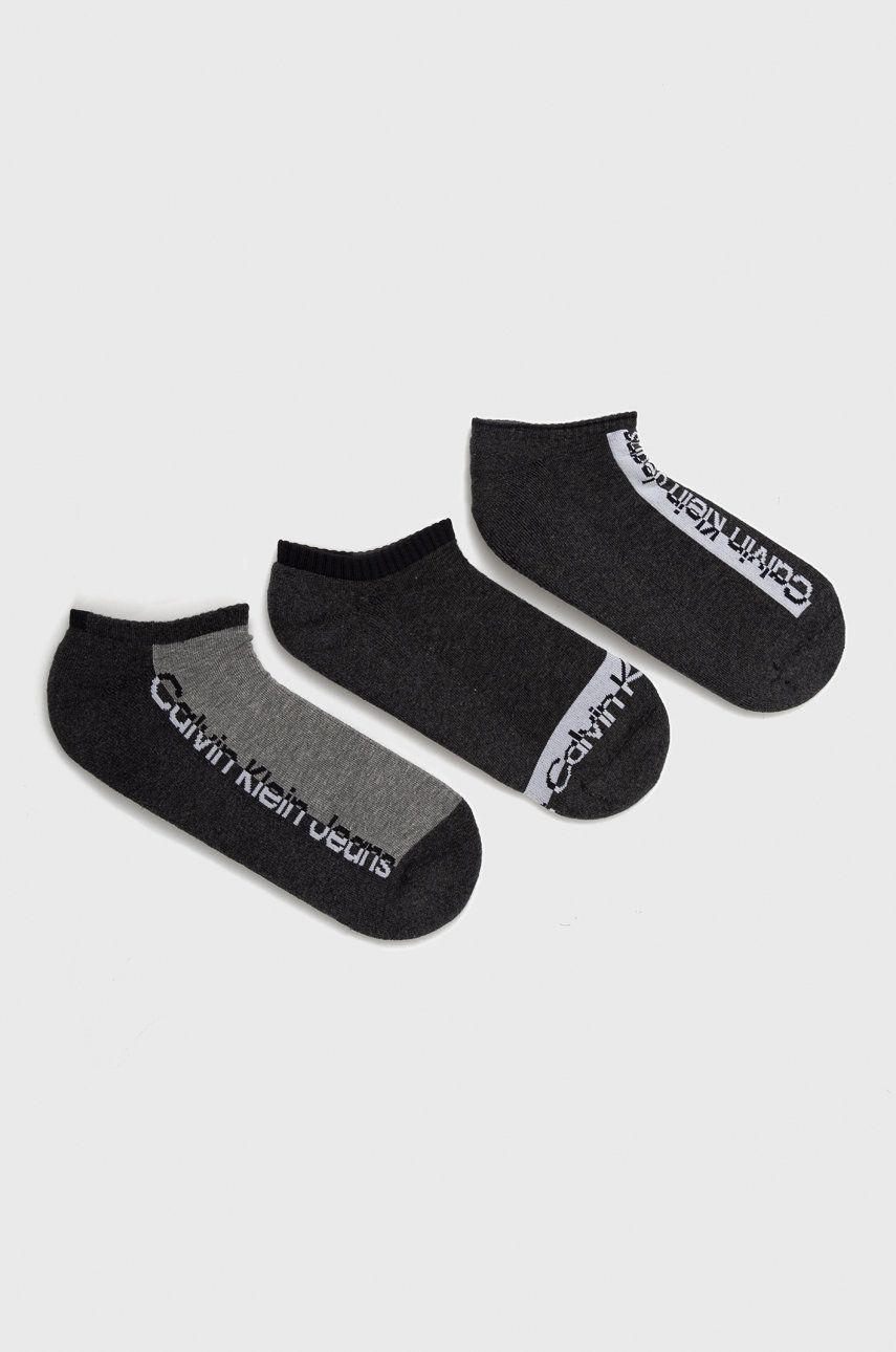 Levně Ponožky Calvin Klein pánské, šedá barva
