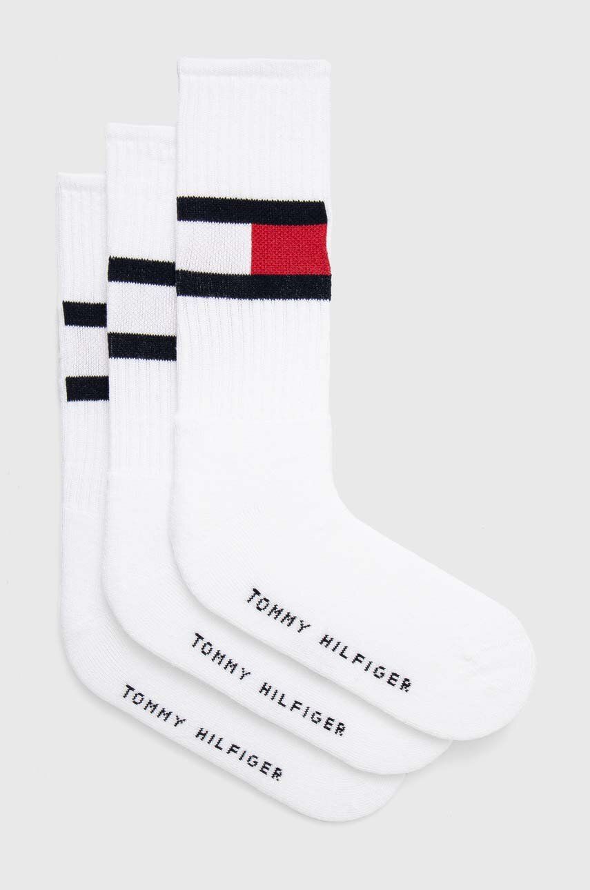 Levně Ponožky Tommy Hilfiger 3-pack pánské, bílá barva