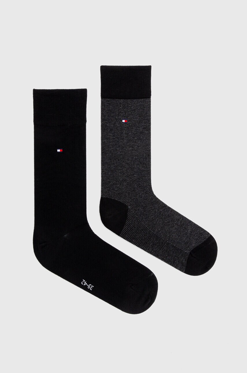 Levně Ponožky Tommy Hilfiger 2-pack pánské, černá barva