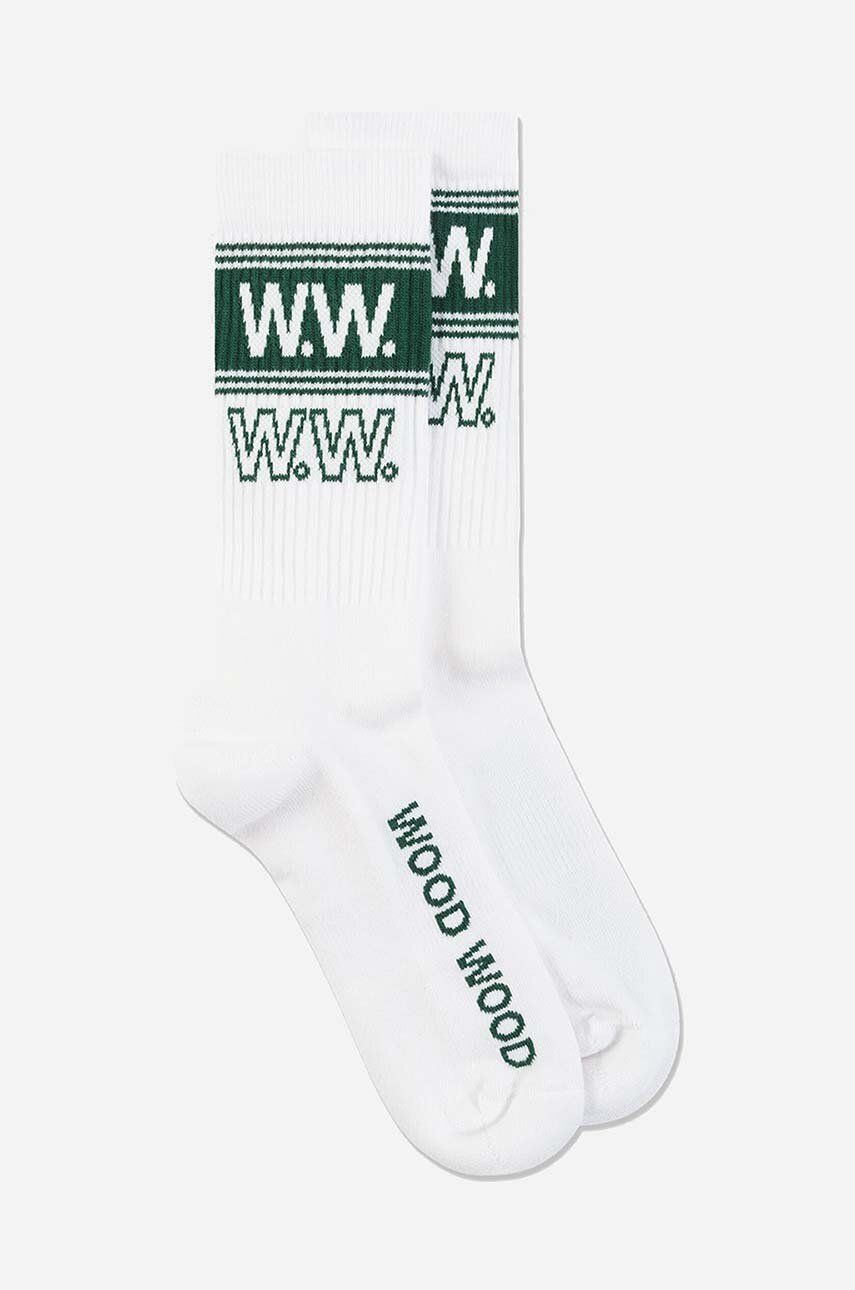 Ponožky Wood Wood pánské, bílá barva, 12249201.9517-WHITE - bílá -  80 % Bavlna