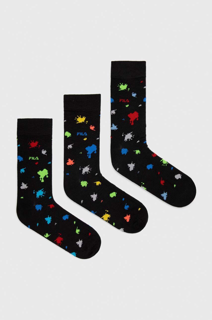 Ponožky Fila 3-pack pánské, černá barva - černá - 60 % Bavlna