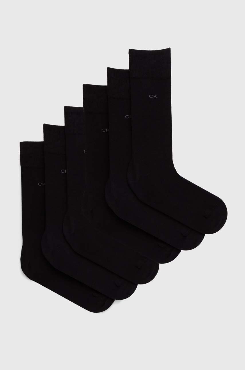 Levně Ponožky Calvin Klein 6-pack pánské, černá barva, 701220505