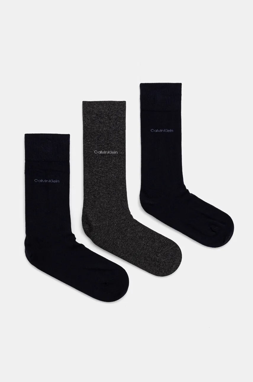 Levně Ponožky Calvin Klein 3-pack pánské, tmavomodrá barva, 701226014