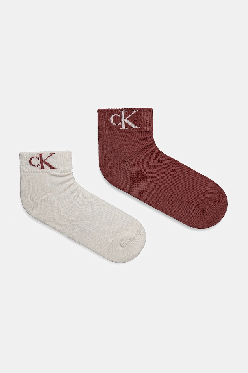 Levně Ponožky Calvin Klein Jeans 2-pack pánské, vínová barva, 701228805