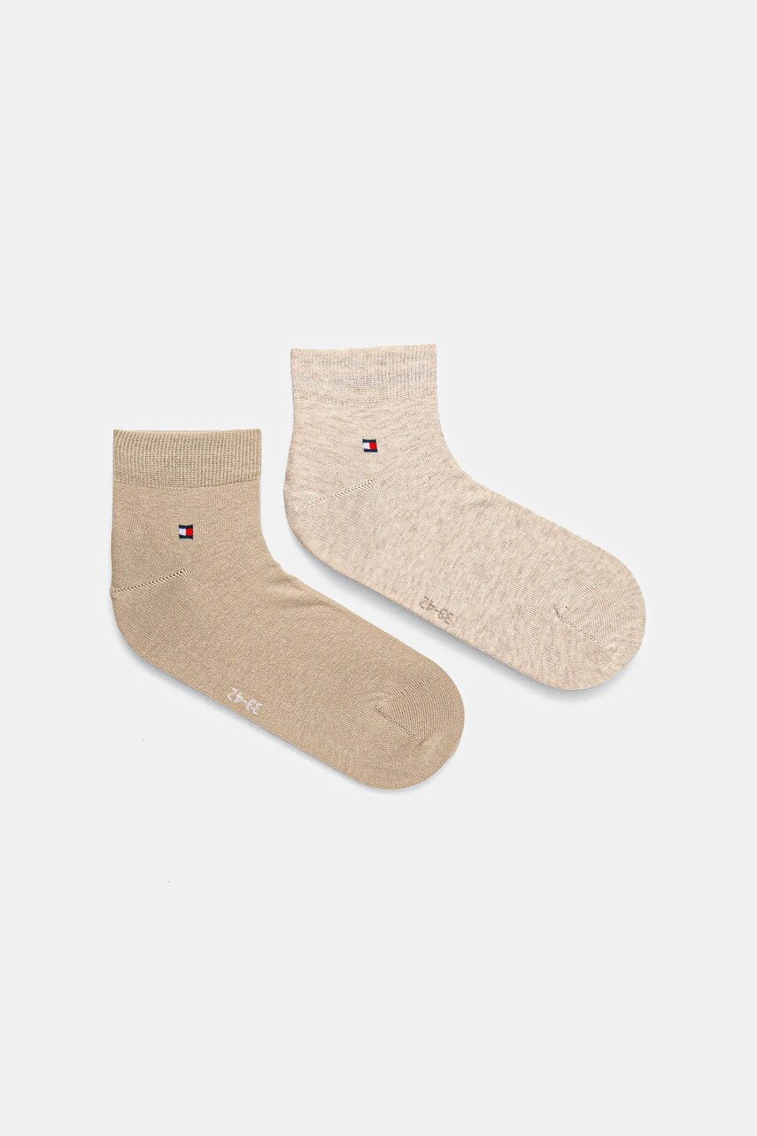 Levně Ponožky Tommy Hilfiger 2-pack pánské, béžová barva, 342025001