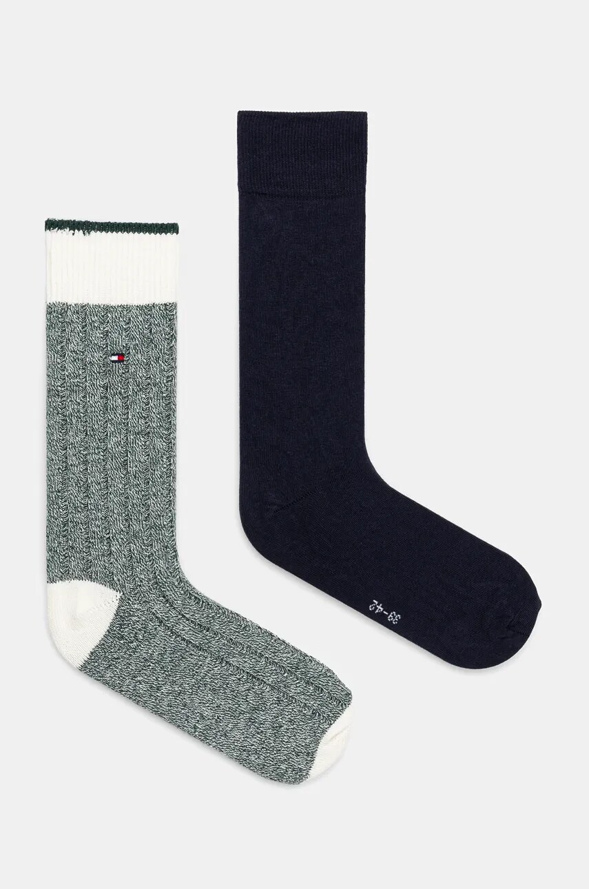 Levně Ponožky Tommy Hilfiger 2-pack pánské, zelená barva, 701229842