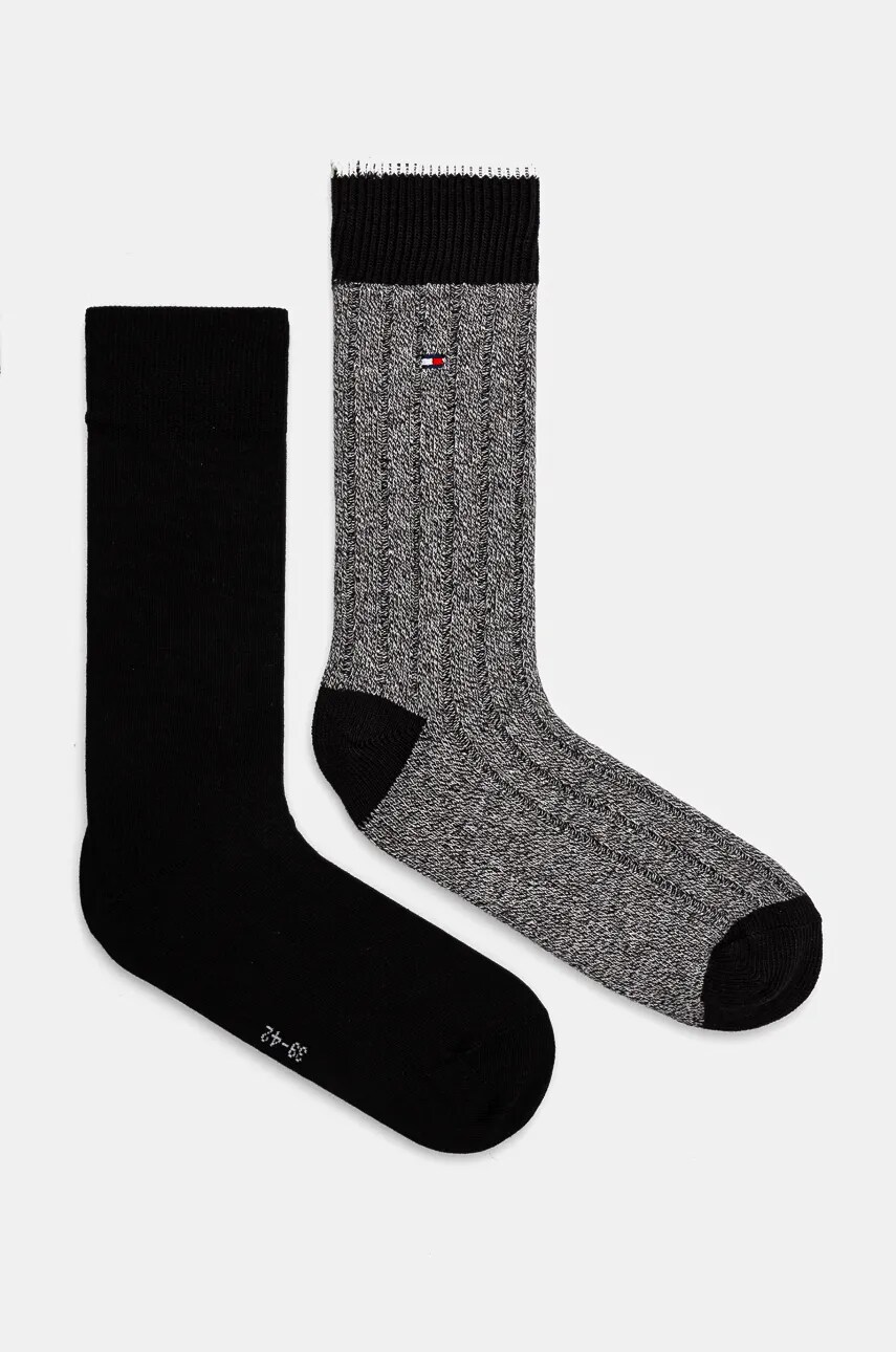 Levně Ponožky Tommy Hilfiger 2-pack pánské, černá barva, 701229842