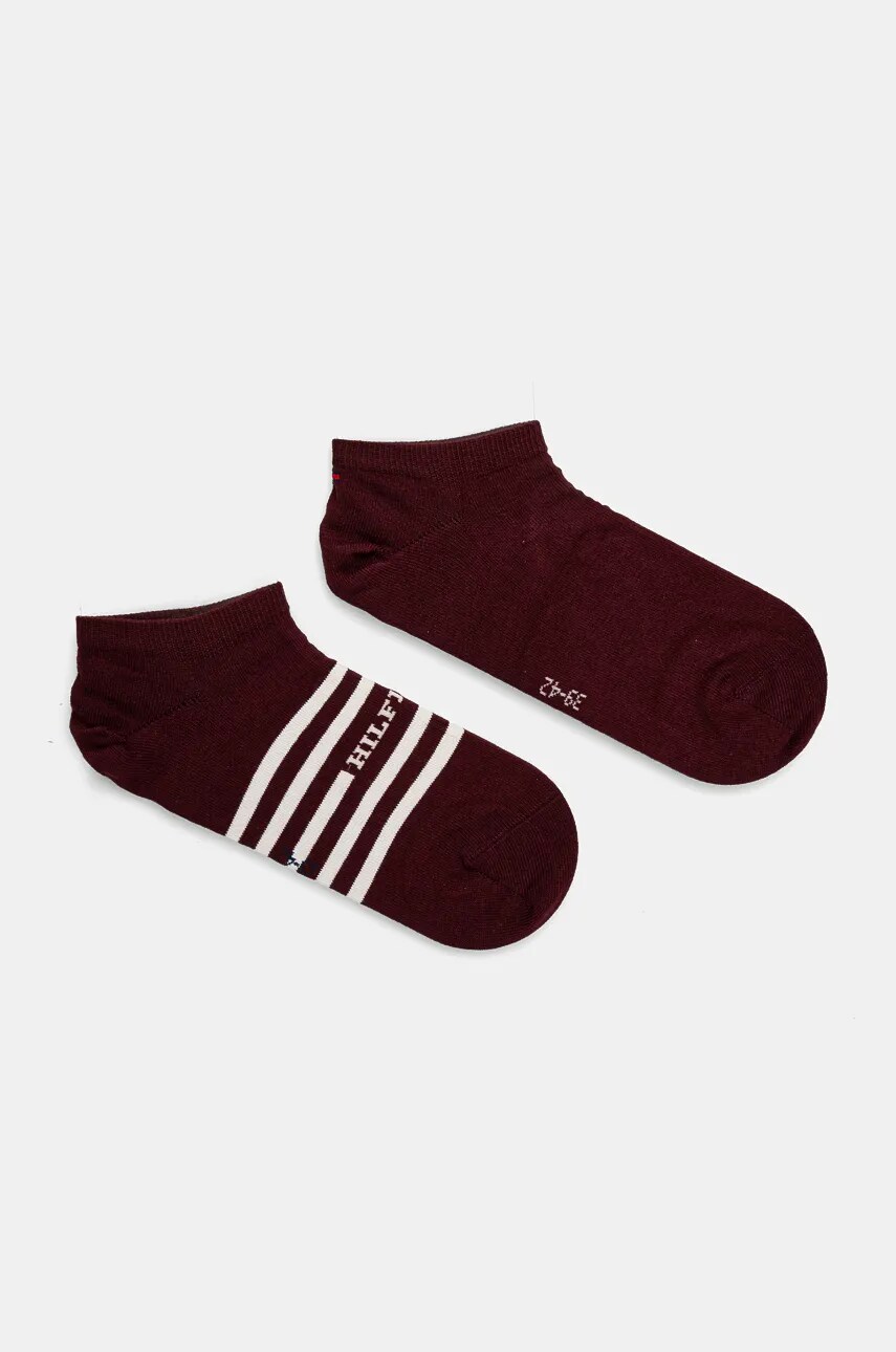 Levně Ponožky Tommy Hilfiger 2-pack pánské, vínová barva, 701229852
