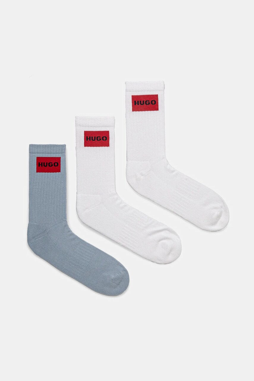 Levně Ponožky HUGO 3-pack pánské, modrá barva, 50531515