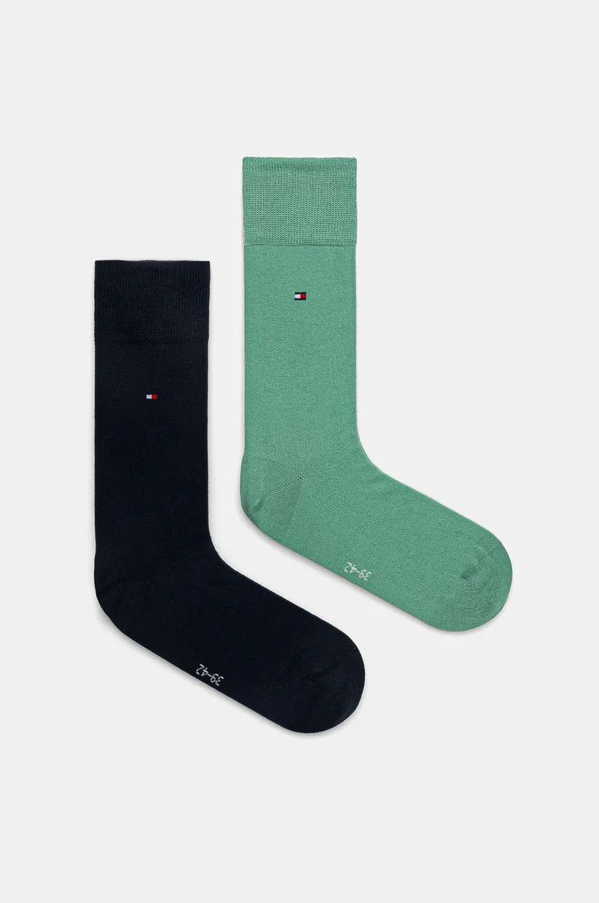 Levně Ponožky Tommy Hilfiger 2-pack pánské, zelená barva, 371111136