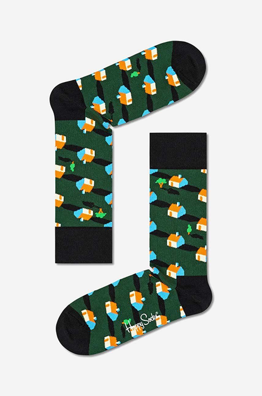 Ponožky Happy Socks Neighbours zelená barva, NHB01-7500 - zelená -  86 % Bavlna